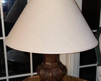 Carved Wooden Table Lamp