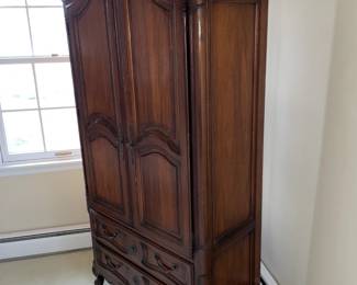 Oversized Wooden 2 Door Armoire Cabinet With 2 Bottom Drawers