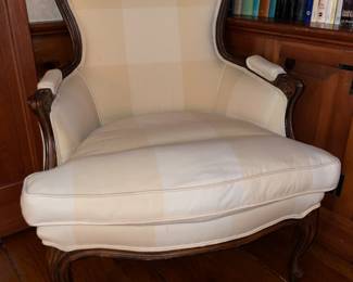 Oversized Upholstered Plaid Arm Chair With Decorative Pillows