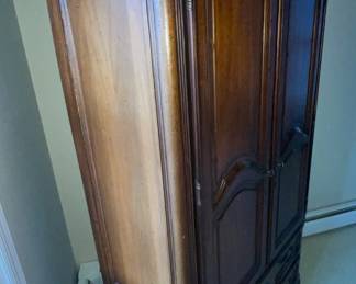 Oversized Wooden 2 Door Armoire Cabinet With 2 Bottom Drawers