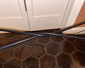 Twisted Black Wrought Iron Glass Top Console Table