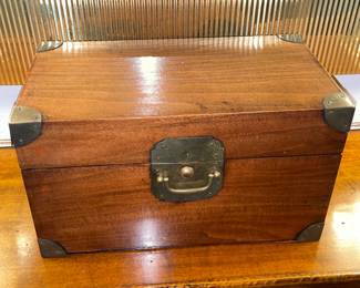 Antique Wooden Chest W/ Brass Hardware