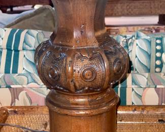 Carved Wooden Table Lamp