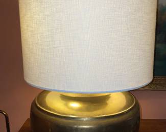 Round Brass Table Lamp With Drum Shade