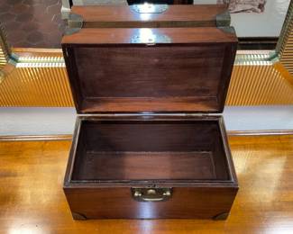 Antique Wooden Chest W/ Brass Hardware