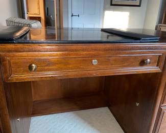 Large Wooden Desk W/ Brass Handle Details