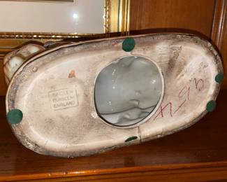 Genuine Antique Staffordshire England Lions With Glass Eyes (Stamped On Bottom)