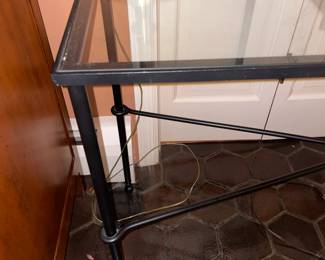 Twisted Black Wrought Iron Glass Top Console Table