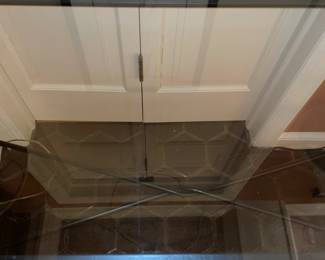 Twisted Black Wrought Iron Glass Top Console Table