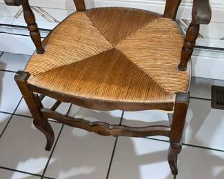 Accent Antique Wooden Chair With Straw Seat