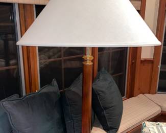Wood With Brass Trim Floor Lamp