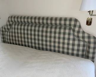Large Green & White Upholstered Headboard