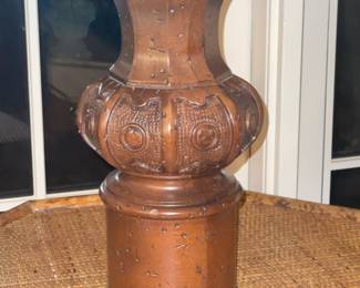 Carved Wooden Table Lamp