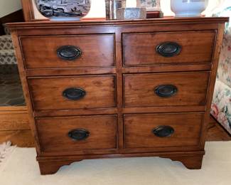 Antique 6 Drawer Cabinet With Metal Pull Handles