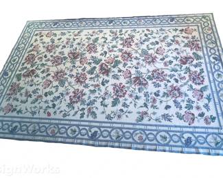 Floral Needlepoint Carpet Rug 13' X 8'