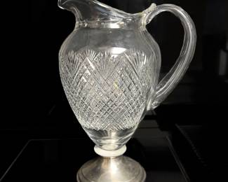 Hawkes Sterling-Footed Cut Glass Pitcher