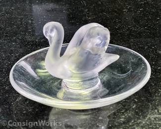 Lalique Crystal Swan Ring Tray Dish