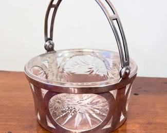 Watson Sterling Silver Basket with Cut Glass Insert, 4.075dwt sterling