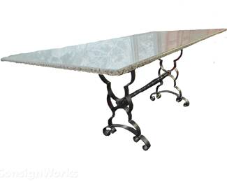 Granite-top Table With Wrought Iron Legs