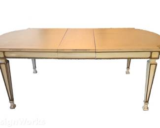 Vintage Custom Oak French Provincial Style Dining Table with One Leaf and Pads