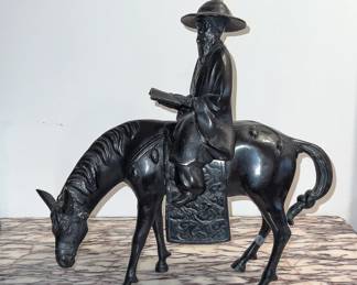 Bronze Chinese Man On Horseback AS IS