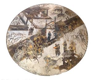 PHILIP & KELVIN LAVERNE 4ft "Chan" Bronze & Pewter Coffee Table