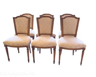 Set of Six Upholstered Louis XVI Stye Dining Chairs