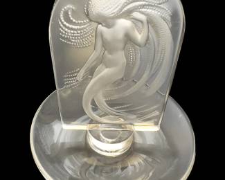 Lalique Crystal Mermaid Water Nymphh Ring Tray Dish