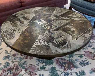 DETAIL: PHILIP & KELVIN LAVERNE 4ft "Chan" Bronze & Pewter Coffee Table