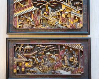 Two Circa 1800 Chinese Carved Wood Panels