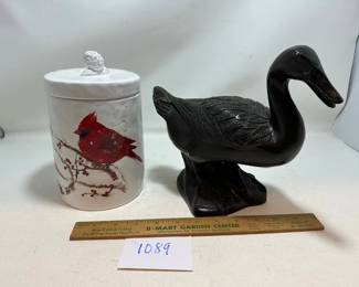 Metal Duck & Cardinal Container