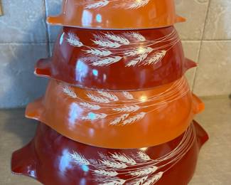 Pyrex Autumn Harvest Wheat nesting bowl set