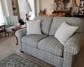 Comfy plaid loveseat