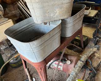 Double wash tub and stand and additional tub