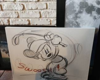 Walt Disney Print "Canine Caddy" SWOOSH Mickey Mouse 