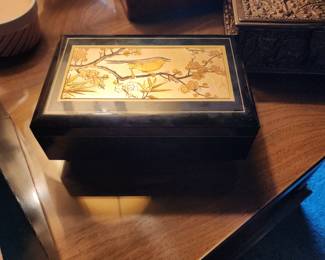 Japanese Chokin Art 3"x3"x9" Music Jewelry Box.
