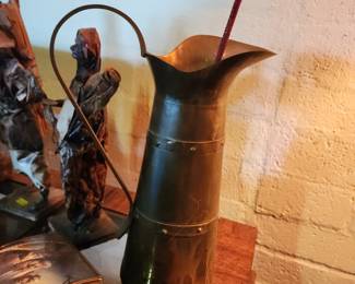 Brass Hammered Banded Water Pitcher