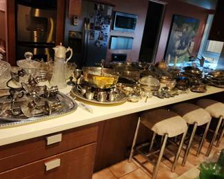 Silver Punch Bowl  &  Italian Decanter Pitcher 