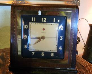 Antique Brass-Era Brass Telechron Desk Clock