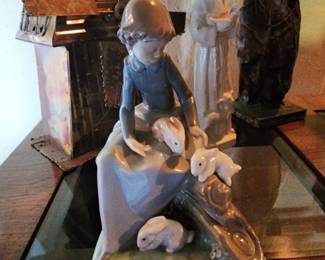 Vintage NAO Lladro figurine "Young girl with rabbits" issued 1987