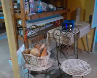Misc. in basement  .... Two Chairs similar to the 4 in kitchen,  Gourds in basket