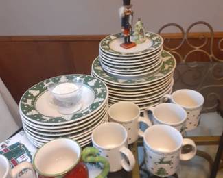 Large set of Christmas dishes and odds and ends of Christmas