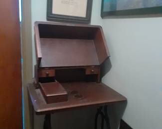 Unusual small old oak desk  ???