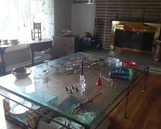 4 1/2 ' by 6 ' glass top coffee table