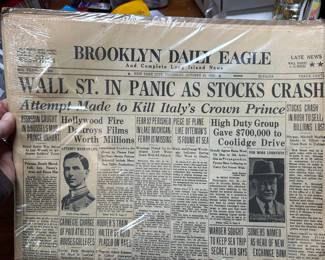 Original stock market crash newspaper in perfect condition
