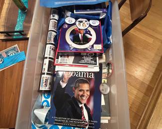 A full box of Obama memorabilia