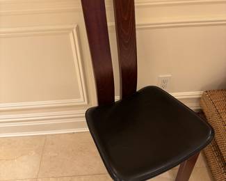 4 Pietro Constantini Mahongony and Black Leather Chairs
