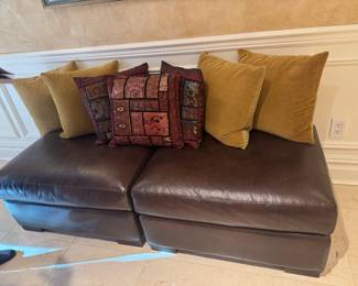 Two Crate and Barrel Axis Ottomans
