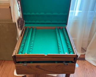 Antique Solid  Walnut 3 Tier Sterling Silver Flatware  Suitcase