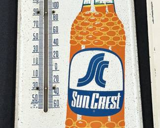 Vintage Sun Crest Soda Advertising Thermometer